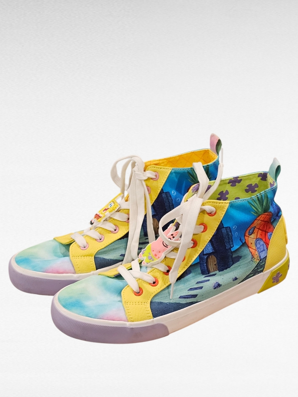 Ground Up SpongeBob Hightops Graphic Design Canvas Sneakers Size 10.5